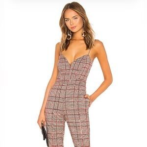 NBD Plaid Sequin Jumpsuit